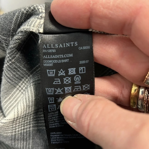 ALLSAINTS Dogwood Shirt in Ecru/Charcoal Size XS - Picture 10 of 14